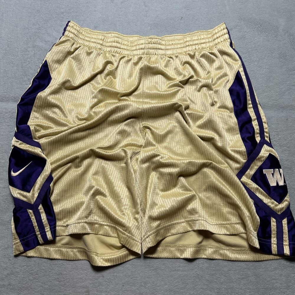 Y2k 2000s Nike Gold Shinny Dazzle Mesh Shorts Mens XL 34x9 Baggy Striped Retro
